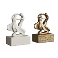 White and Gold Dancer Sculpture Carving Figurine with Base Home Decor Art Piece