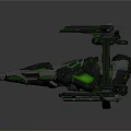 Futuristic Biomechanical Creature Character With Glowing Green Accents And Mechanical Armor