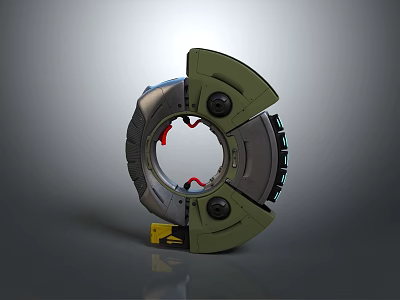 Practical Household Item With Circular Green Gray Design Red Lines And Yellow Base 3d model