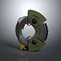 Practical Household Item With Circular Green Gray Design Red Lines And Yellow Base