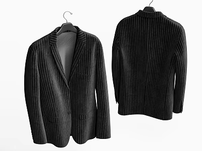 Stylish Black Striped Blazer Showing Front And Back Views For Fashion Look 3d model