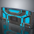 Futuristic Tech Mechanical Panel With Blue Black Geometric Patterns And Structural Grooves 3d model
