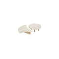 Two Round And Curved Stone Coffee Tables With Textured Surface And Wooden Legs Modern Design