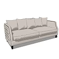Light Colored Two Seater Sofa With Curved Armrests And Black Legs 3d model