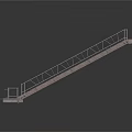 Industrial Metal Ramp Structure With Handrails And Steps