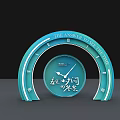 Blue Curved Clock Dial Structure Check-in Photo Spot For Future Answer Theme 3d model