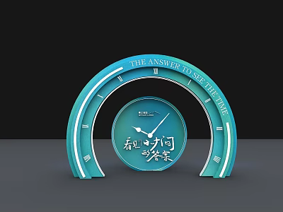 Blue Curved Clock Dial Structure Check-in Photo Spot For Future Answer Theme 3d model