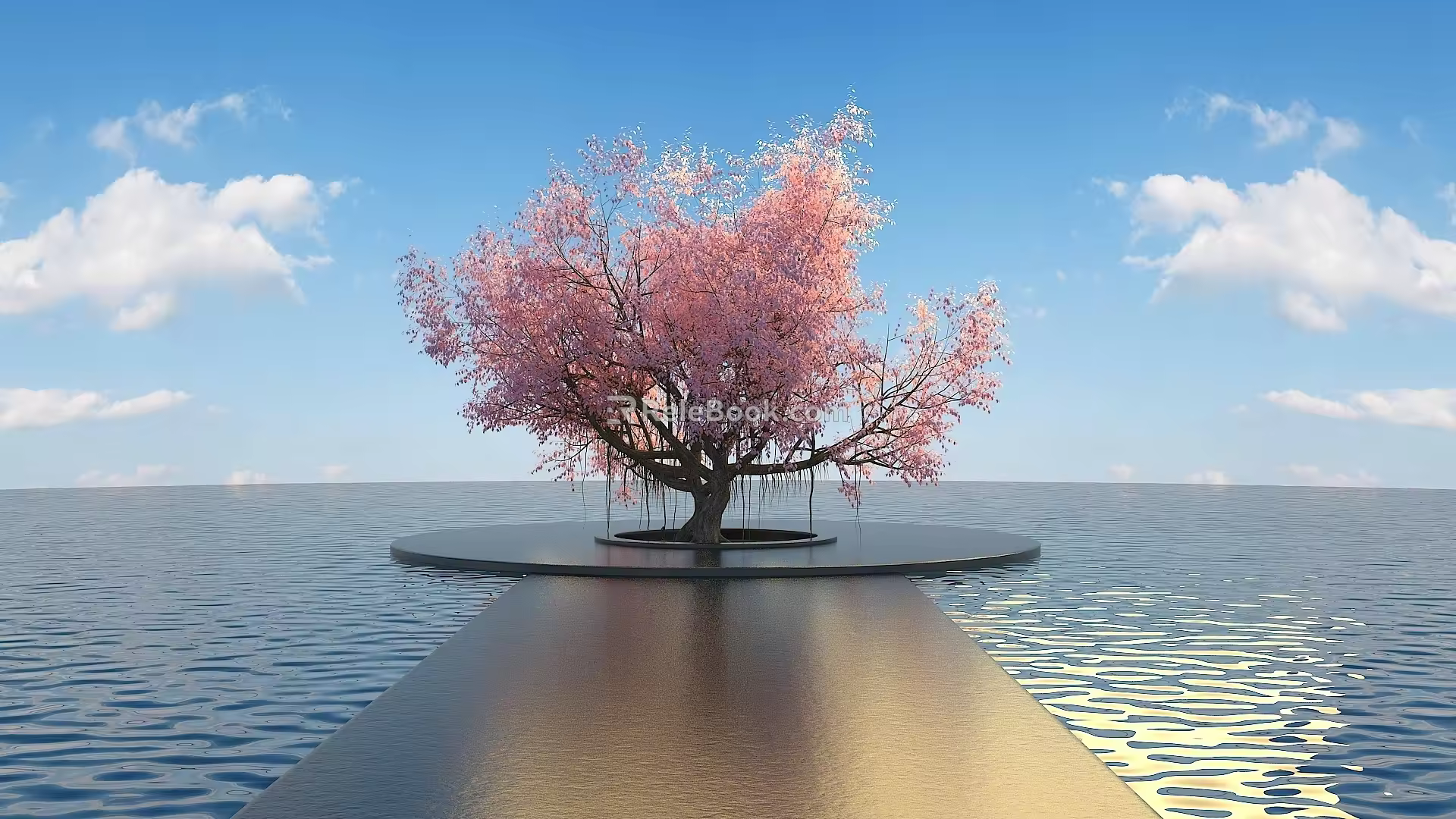 Tree Water Sky Space Tree Blossoms Tree 3d model
