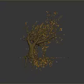 Wooden Stone Decorative Tree With Yellow Blossoms And Intricate Roots For Interior Decor