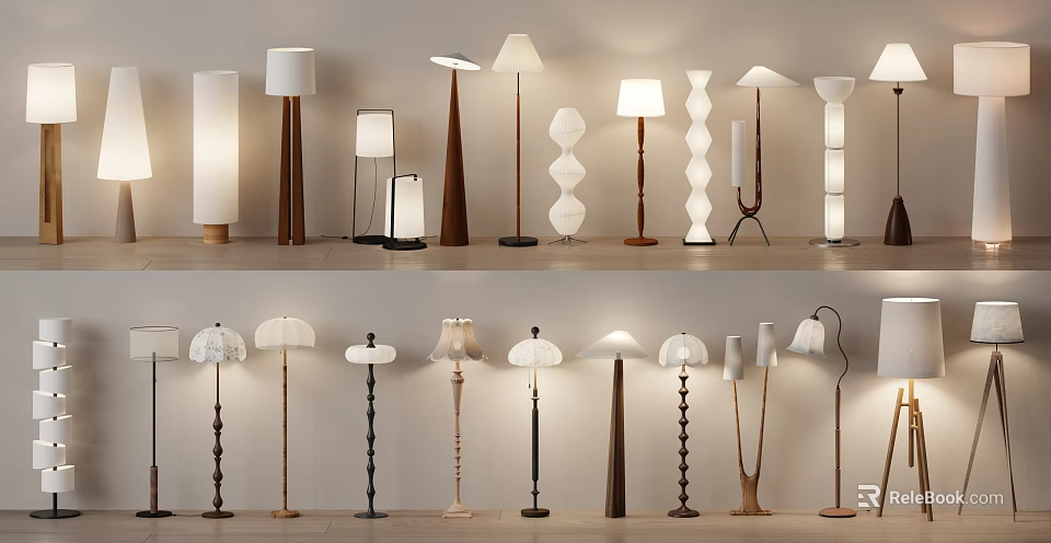 Various Modern Floor Lamps With Different Styles And Materials For Home Decoration 3d model 