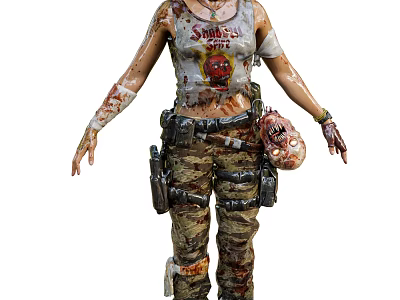 Bloodied Suicide Squad Game Character With Tactical Pants Bandages And Vest Design 3d model