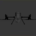 Gray Quadcopter Drone With Four Propellers Central Body And Aerial Structure