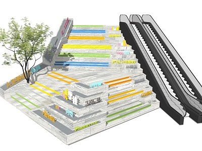 modern elevator height difference terrain model