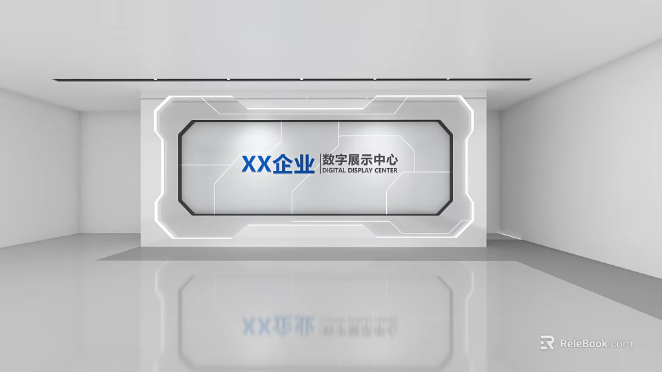 Modern Digital Exhibition Center Interior With LED Light Frames And Sleek Design 3d model