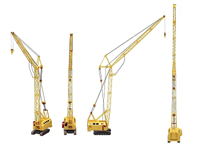 Industrial Equipment Featuring Different Types Of Heavy Duty Cranes In Multiple Views 3d model