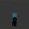 Giant Godzilla Creature Firing Blue Energy Beam With Glowing Spikes On Dark Background