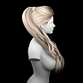 Game And Movie Character 3D Model With Long Blonde Curly Hair Upper Body Black Background