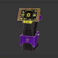 Colorful Electronic Device With Orange Display Purple Panel Golden Symbol And Black Base