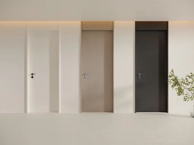 Minimalist Modern Interior Swing Doors In White Light Wood And Dark Gray 3d model