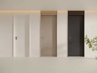Minimal swing door bedroom door 3d model