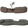 Modern multi-person sofa flannel curved sofa 3d model