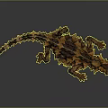 Game Movie Character Spiked Reptile With Brown Yellow Scaled Body And Fierce Appearance