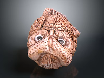 Mythical Fantasy Creature Head Sculpture With Detailed Texture And Realistic Eyes 3d model