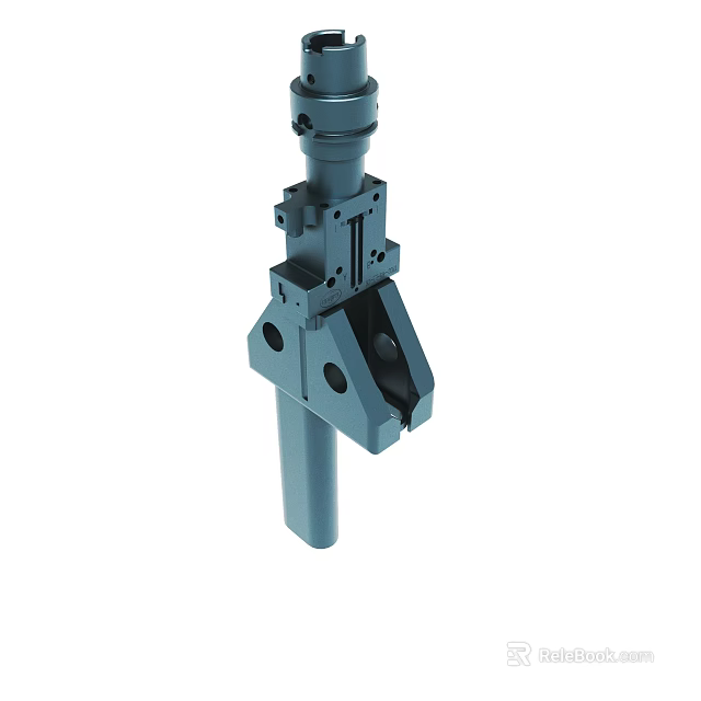Precision Engineered Industrial Metal Mechanical Component With Holes And Cylindrical Rod 3d model 
