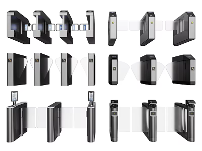 Various Types Of Public Facility Turnstiles For Security Access Control And Entry Management 3d model