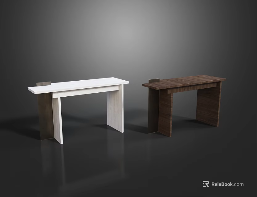 Modern Tea Tables with White and Brown Wooden Tops and Simple Leg Design 3d model 