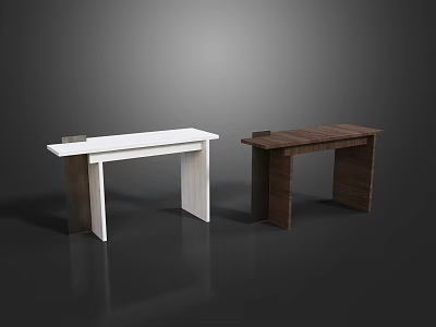 Modern Tea Tables with White and Brown Wooden Tops and Simple Leg Design 3d model