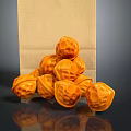 Fresh Orange Ridged Food Snacks Stacked In Front Of Paper Bag