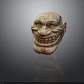 Detailed Man Face Sculpture With Exaggerated Expression Wrinkles And Wide Smile