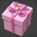 Pink Gift Box Decorated With Pink Bow And Yellow Bead On Top