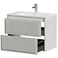 Light Gray Bathroom Vanity with Two Drawers and Geometric Pattern Design