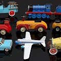 Colorful Vintage Toy Vehicles Collection With Classic Cars Airplane And Trucks