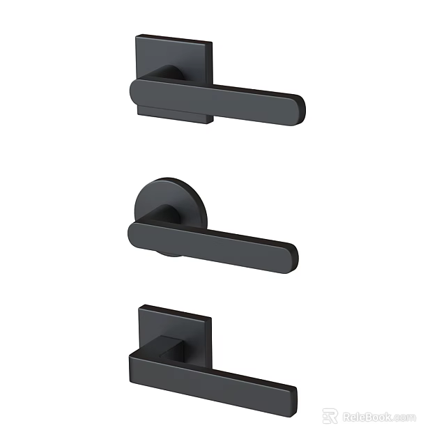 Modern Black Door Handles With Different Stylish Designs For Home Interiors 3d model 
