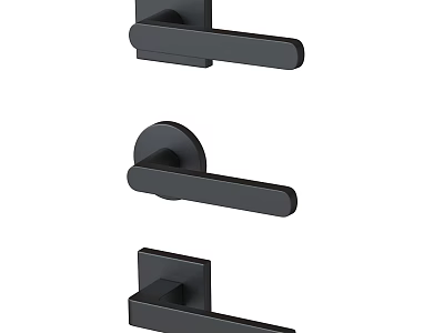 Modern Black Door Handles With Different Stylish Designs For Home Interiors 3d model