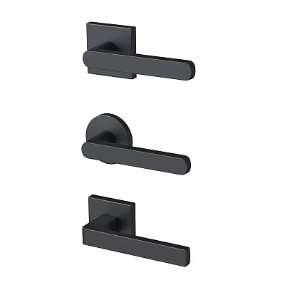 Modern Black Door Handles With Different Stylish Designs For Home Interiors 3d model