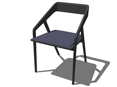 Modern Leisure Chair With Black Metal Frame Navy Blue Seat Cushion And Armrests 3d model