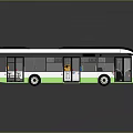 Modern White And Green Urban Bus With Large Windows And Seating