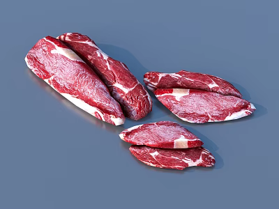 meat pork beef lamb meat slices food 3d model