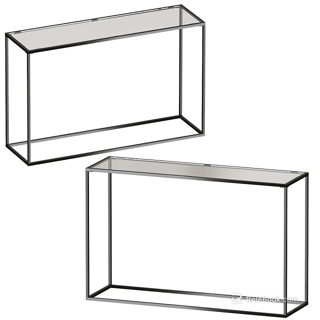 Modern Glass Top Side Tables With Metal Frame And Sleek Design Set of Two 3d model 