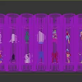 Neatly Arranged Transparent Display Jars With White Bases And Lids Holding Figure Sculptures