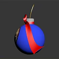 Festive Christmas Hat Decorated With Blue Ornament Ball And Red Bow Accent