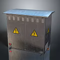 Industrial Computer Cabinet With Metal Enclosure And Safety Warning Signs