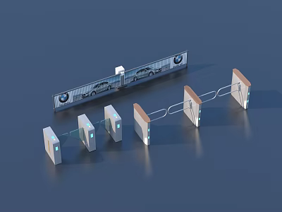 Modern Access Control Gates For Security Entrance With Glass Panels And Smart System 3d model
