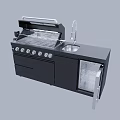 Outdoor Kitchen Setup With Grill Sink Cabinets And Control Knobs