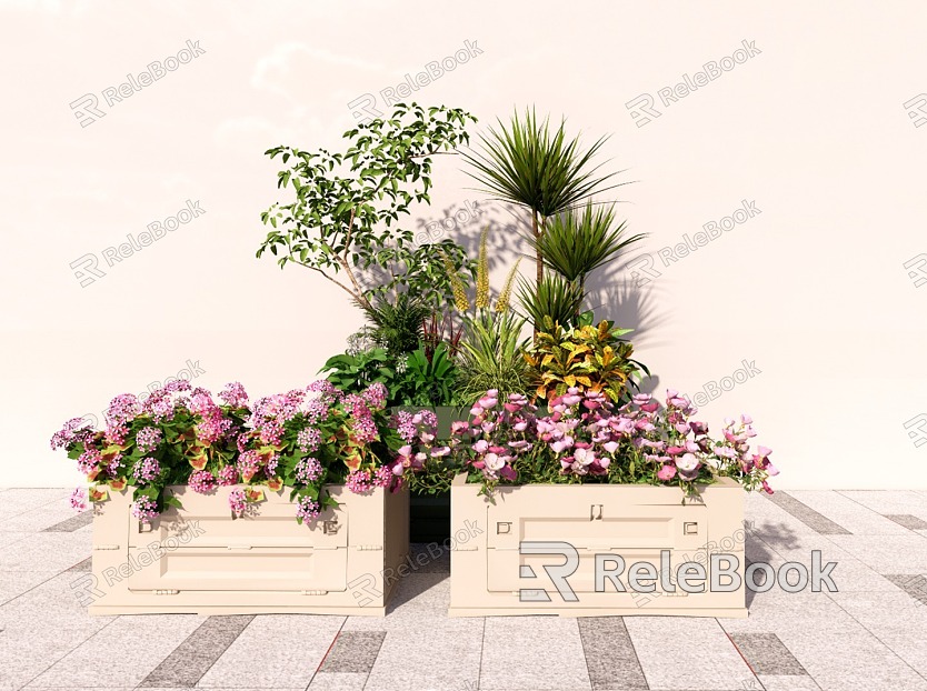 Modern Flower Box Plant Flower Box Combination Green Plant Flower Box Flowers and Plants Pile model