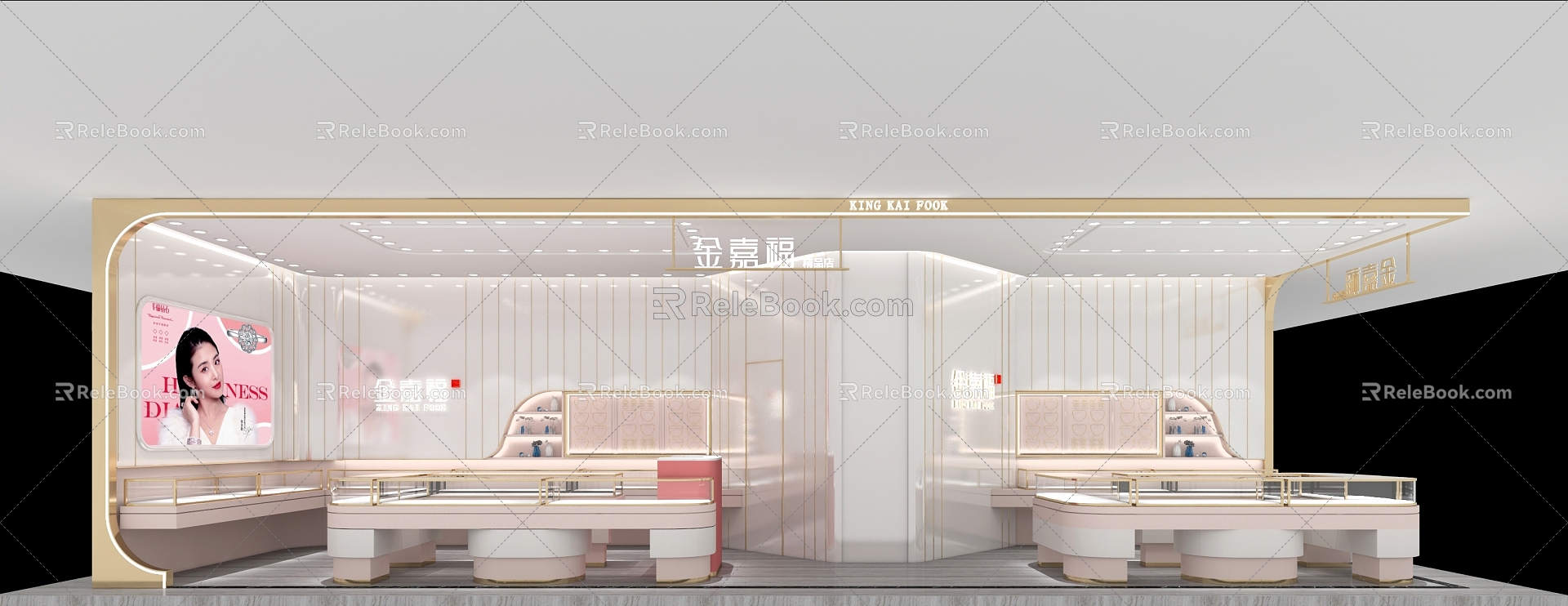 Modern jewelry store image wall modeling wall background wall decorations 3d model